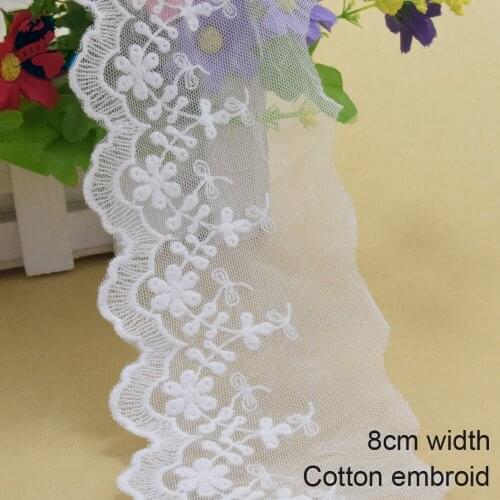 10yards 8cm wide Cotton embroid lace edge sewing ribbon guipure trim wedding lace DIY Garment Accessories french doll lace#3934