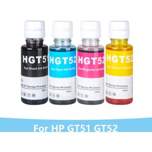 100ML/Bottle Refill Dye Ink Kit For HP GT51 GT52 For HP GT5810 GT5820 GT5810 GT5820 For all HP GT Series Inkjet Printer Ink 4PCS