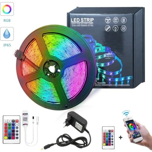 5M 10M 15M SMD 5050 2835 RGB LED Light Strip DC12V IR Remote control RGB set for Home&Room Decro RGB Flexible Diode Tape Led
