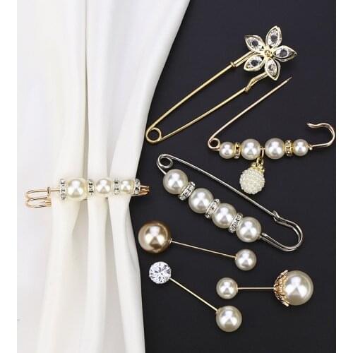 5pcs Set Brooch Pin Stole Pin Waist Adjustment Stall FastenersFlickering Prevention Rhinestone Decoration Accessories for Pants