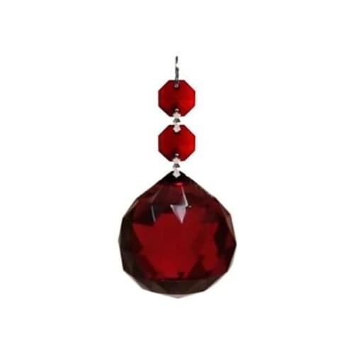 5pcs RED DIAMOND HANGING CRYSTAL GARLAND WEDDING STRAND WITH 2 BEADS AND 1 BALL PENDANT