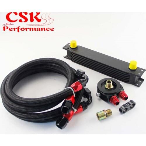 7 ROW AN10 UNIVERSAL ENGINE TRANSMISSION OIL COOLER british+ FILTER KIT BLACK