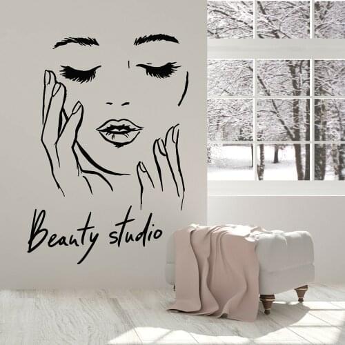 Abstract Girl Face Wall Decal Eyelashes Brow Artist Vinyl Window Stickers Makeup Room Beauty Studio Interior Decor Wallpaper M51