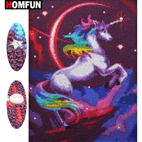 HOMFUN Special Shaped Diamond Painting Cartoon unicorn Rhinestones 5D DIY Diamond Embroider 5D Home Decor Gift 30x40cm