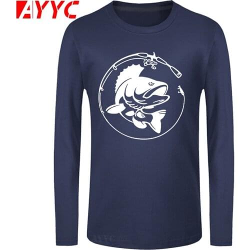 AYYC long sleeve tee Brand Fashion Casual Hoodie Fishings Rod Hobby Fish Men Cotton O-neck Thicken Fleece Male Pullover