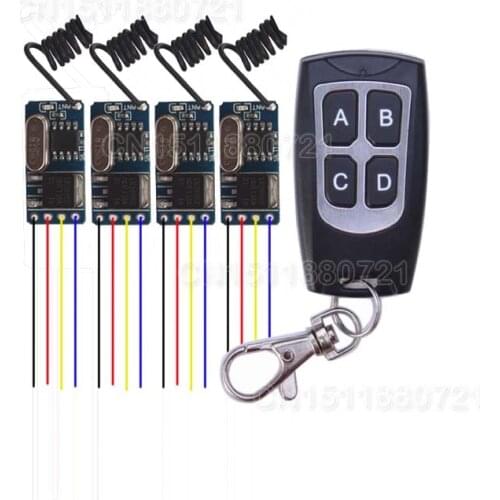 Mini Wireless Remote Control Switch 3.7v 4.5v 5v 6v 9v 12v Micro Receiver Switch+ Transmitter DC3.5V-12V Wide Voltage