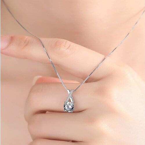 ONEVAN Trendy 925 Sterling Silver AAA Zircon Fine Jewelry Geometric Strip Pendant Necklaces Simple Gift For Women NK023