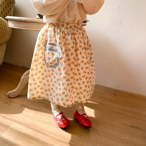 Baby Girls Skirts Kids 2021 Spring New Flower Print Casual Long Skirt Girls Princess Skirt Child Clothes