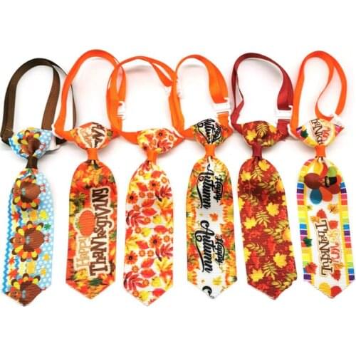 50/100pcs Thanksgiving Day Puppy Dog Cat Ties Autumn Fall Small Dog Adjustable Ties Pet Grooming Accessories Dog Accessories