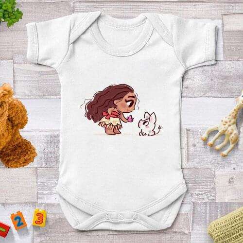Disney Princess Baby Rompers Newborn Clothes Summer White Soft One Piece Harajuku Cute Baby Girl Playsuit Bebe Outfits 0-24M