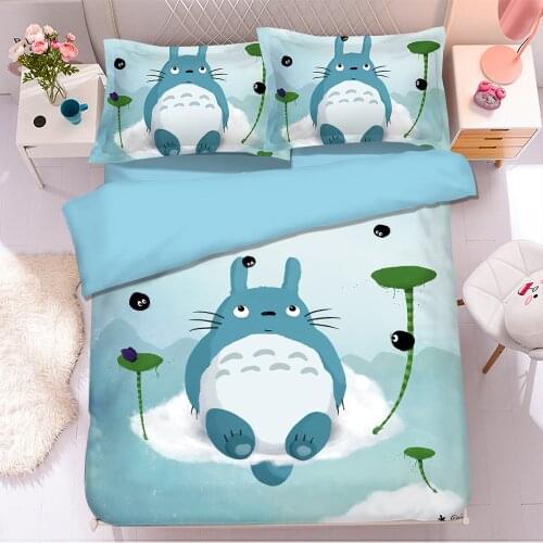 Popular Anime Totoro 3D Bedding Set Duvet Covers Pillowcases Comforter Bedding Sets Bedclothes Bed Linen Totoro Bedding Sets 07