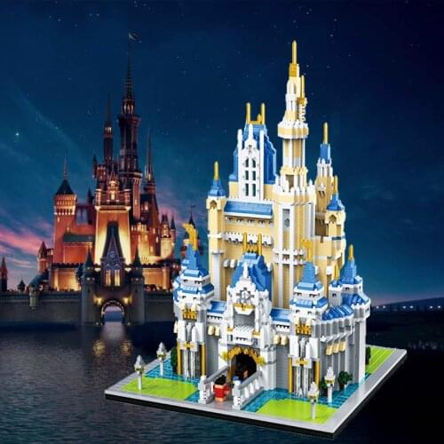 Disney Magic Castle Mini Blocks Mirco 3D Model 35cm Diamond Building Bricks Princess Dream Castle Figures For Bricks Toys