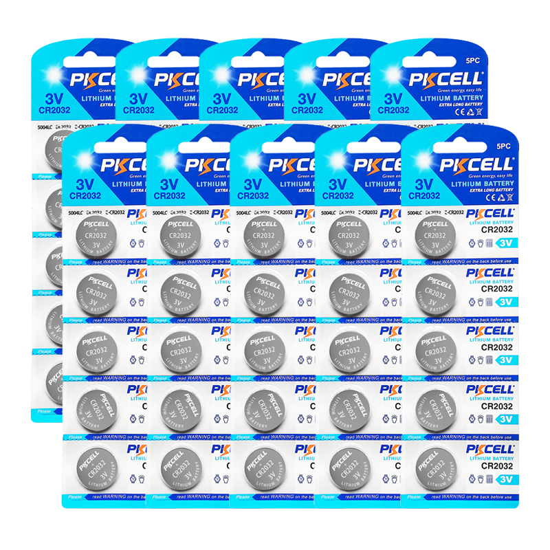 50Pcs/10Card PKCELL 3V Battery CR2032 DL2032 ECR2032 CR2032 CR 2032 Lithium Button Battery Cell Batteries For Smart Watch