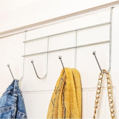 Heavy Duty Over the Door Hanger 4 Hooks Organizer Rack for Coat, Bag, Clothes Hanging Towel Bathroom Kitchen Hooks