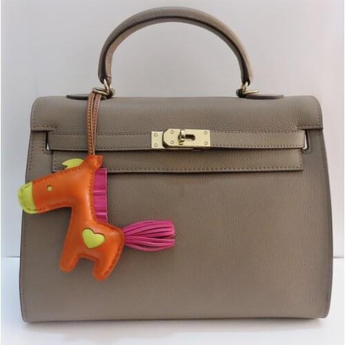 Sweet Mini Horse Cowhide Genuine Leather Handmade Handbag Accessories Keychain Pendant For Women Ladies Bag Charm Ornament Gifts