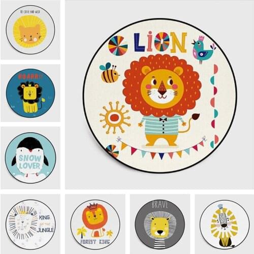 Cute cartoon lion round carpet children climbed bedroom livingroom carpet pad anti-skid chair sofa rug kids room tapete