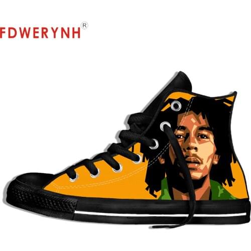 Men Casual Sneakers Shoes And WuReggae Star Bob Marley Anti-slip Wear-Resistant Customize Pattern Color Leisure Flats Shoe