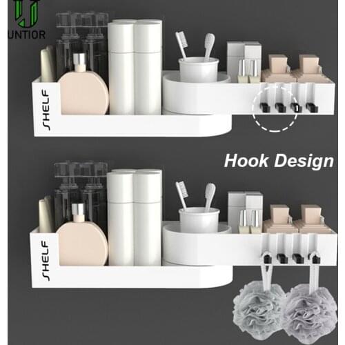 UNTIOR Plastic Bathroom Accessories Set Wall Mounted Home Free Punching Storage Rack Creative 210 Degree Rotation Bathroom Shelf