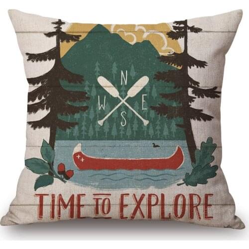 Forest Tree Cushion Covers Pillow Case 45X45cm Beige Linen White Polyetser Sofa Decoration