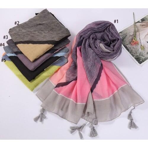 2021 Fashion Newest Printed Cotton Viscose Printed Tassel Scarf Shawls Wraps Hijabs 5Colors 10pcs/lot