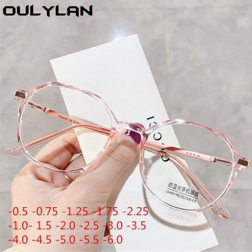 Oulylan -1.75 2.0 2.5 3.0 Finished Myopia Glasses Women Men Blue Light Blocking Glasses Students Shortsighted Eyeglasses -1.5