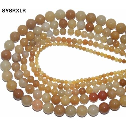 Wholesale Xinjiang Yellow Jadee Natural Stone Loose Beads For Jewelry Making DIY Bracelet Necklace 4/ 6/8/10 /12 MM Strand 15