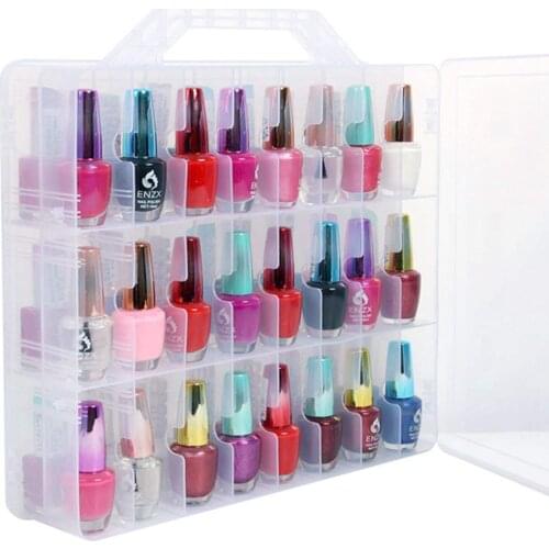 Nail Polish Organizer Holder Portable Universal Clear Double Side Organizer and Thread Storage Case for 48 Bottles Adjustable