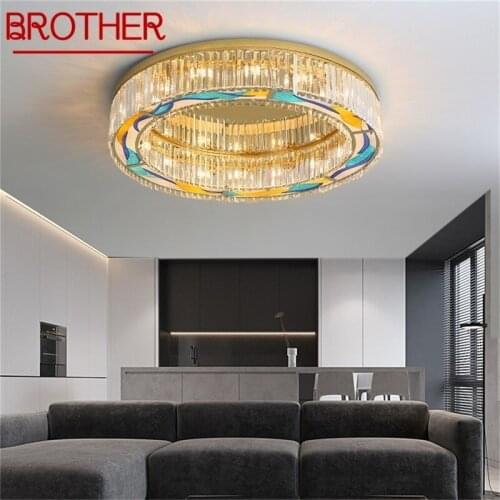 BROTHER Postmodern Ceiling Light Gold Luxury Crystal Lamp Fixtures LED For Home Living Dining Room