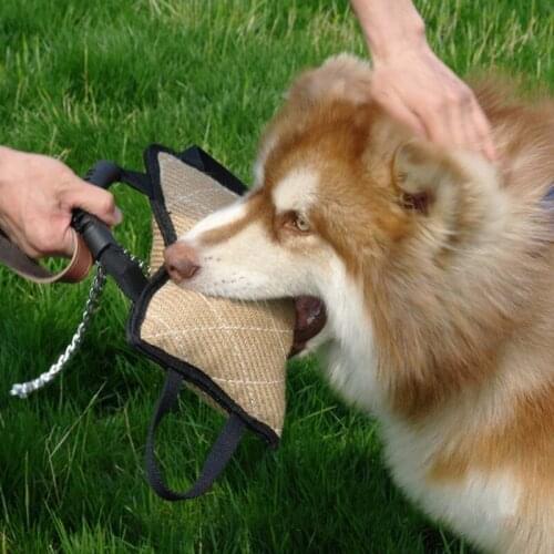 Durable Linen Dog Biting Pillow with Handle for German Shepherd Medium Large Dogs Training Household Outdoor Interactive
