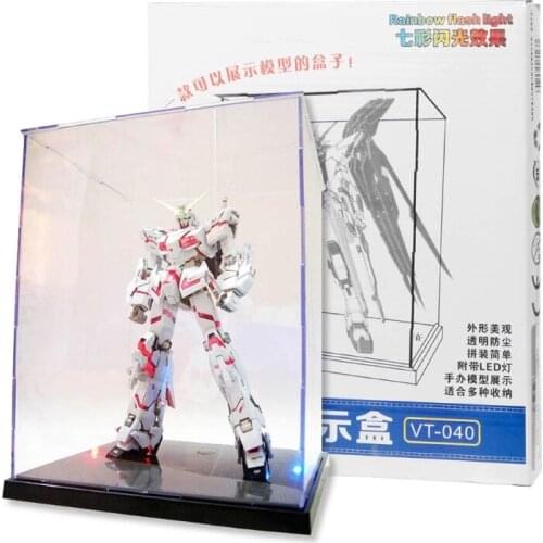 Clear Acrylic Display Box With Colorful Light Dustproof Action Figure Showcase