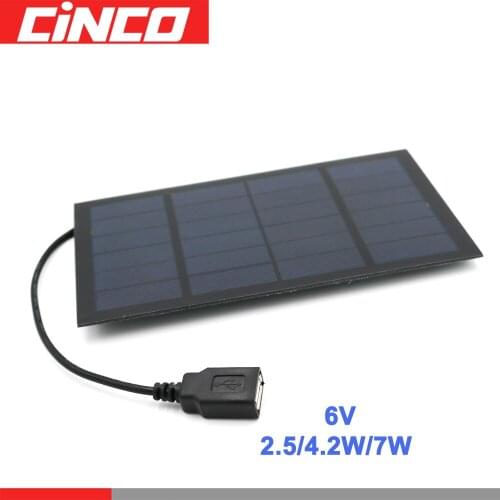 6V 2.5W 4.2W 7W 6 V Charge Regulators Solar Panel Output USB Solar Cell Outdoor Battery Charger USB Female Port