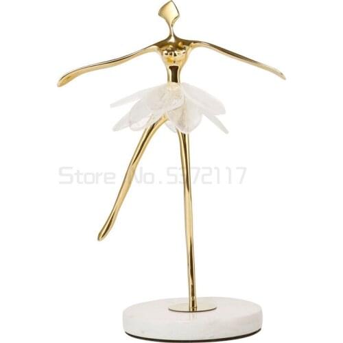 Nordic luxury creative pure copper marble base decoration ballet girls porch wine cabinet home accessories