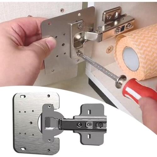 Hinge Repair Plate Multiple Holes Firm Stainless Steel Easy Mount Concealed Hinge Plate for Drawer