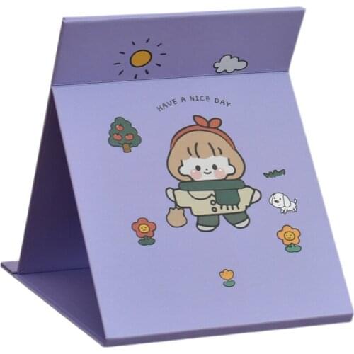 Cute Ins Style Folding Makeup Mirror Female Student Dormitory Portable Large Desktop Small Mirror Desktop Can Stand