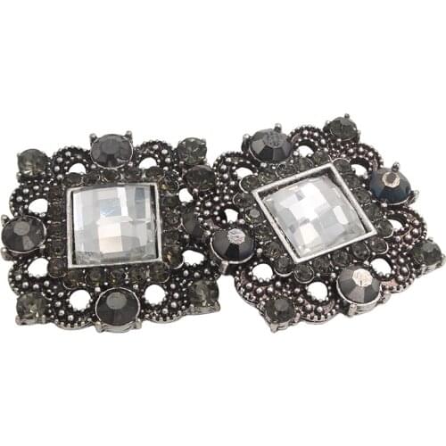 27mm Rhinestone Flatback Button Strass Retro Metal Applique Sew On Crystal Botones For Craft Trim Embellishment Acrylic Diamond