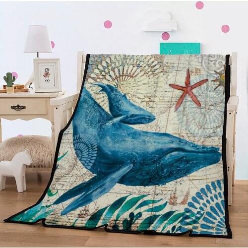 Super soft flannel blanket 3D Beauty Fashionable 150x200cm Fleece Throw Blanket gift Dropshipping whale