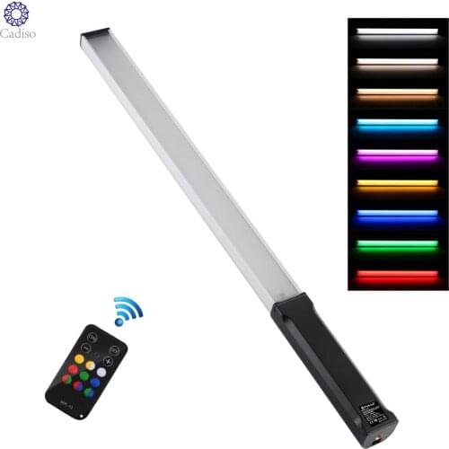 Cadiso RGB Dimmable Colorful Photo LED Stick Adjustable Color Temperature Handheld LED Fill Light with Remote Control for Makeup