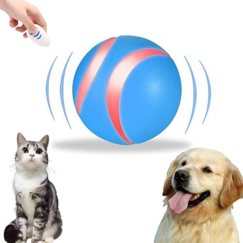 Smart Pet Toys Remote Jumping Ball USB Electric Pet Interactive Ball LED Auto Rolling Flashing Ball Toys For Cats Dogs Training