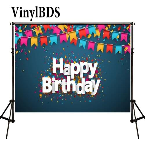 VinylBDS Backdrops Baby Birthday Backdrop Colorful Decoration Flags Background Kids Birthday Party Backdrop for Studio