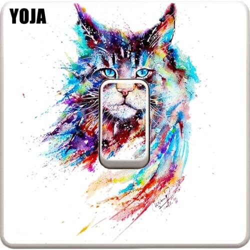 YOJA Watercolor Cat Kids Home Decor Funny Wall Sticker Colour Decal PVC 8SS0116