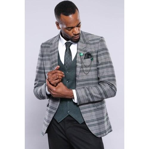 Checked Green Vested Suit Wessi