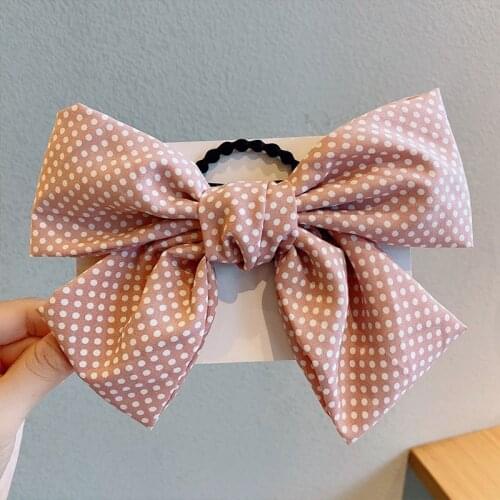 MISANANRYNE Women Girls Dot Big Bow Hairpins Headband Sweet Hair Ornament Clips Hair Tie Rubber Bands Fashion Hair Accessories