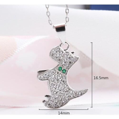 Buyee 925 Sterling Silver Necklace Women Lively Lovable Puppy and Shiny Zircon Dog Pendant Necklace for Women Fashion Jewelry