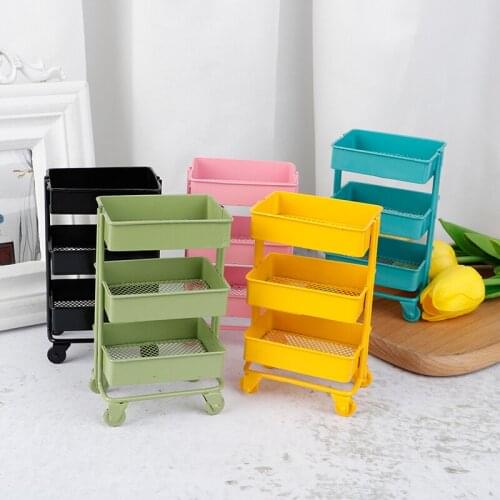 1:12 Dollhouse Miniature Furniture Metal Shelf Bookshelf with Wheels Storage Display Rack Dollhouse Furniture Accessories