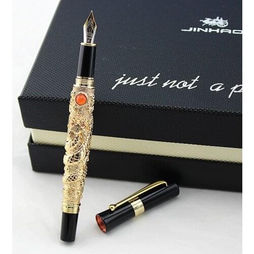 1pc/lot Noble Jinhao Dragon F Nib Fountain Pen 0.5mm Business Office Executive Writing Ink Pens High-end Gift Stationery