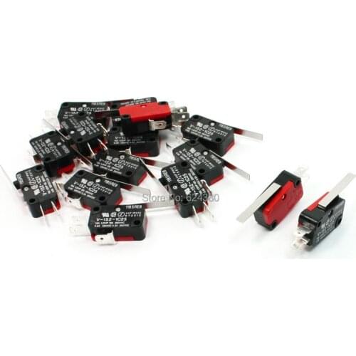 15 Pcs / Lots x 1 NO 1 NC SPDT Short Straight Hinge Lever Arm Mini Micro Limit Switch V-152-1C25