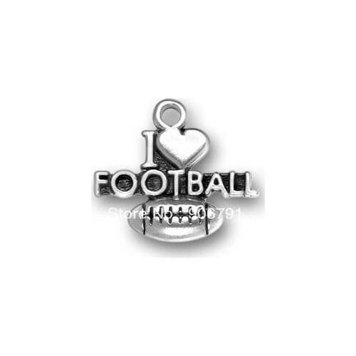 15pcs a lot 2013 newest sporty antique silver plated i heart football charm