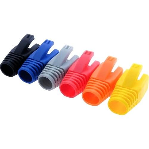 10pcs Colorful Cat7 Cat6a Cat6 RJ45 Caps Ethernet Network Cable Strain Relief Caps RJ45 Connector Boots 8.5/7.0mm HY1535 HY1533