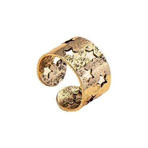 2021 Ins Trendy Antique Gold Hollow Out Star Minimalism Open Finger Band Knuckle Midi Rings Korean Fashion Women Party Jewelry