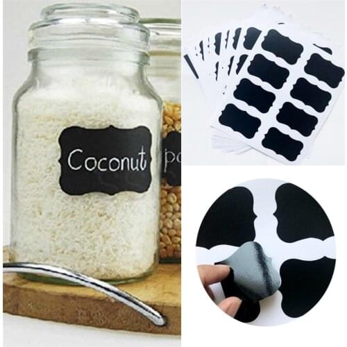24pcs /Set Blackboard Stickers Craft Kitchen Jar Storage Box Label 5cm X 3.5cm Black Spice Blackboard Sticker Tags Waterproof